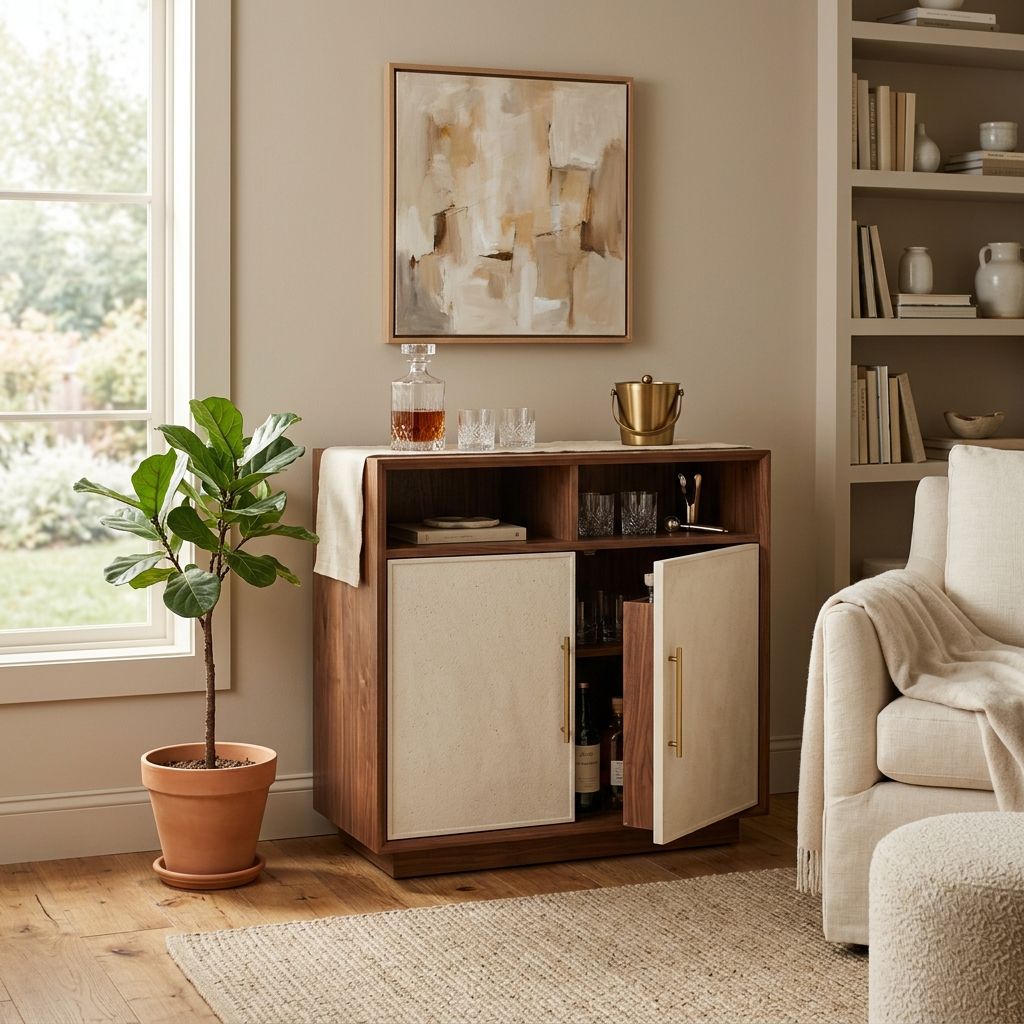 Stoneware Bar Cabinet image 2 Stoneware Bar Cabinet - zrayin furniture image