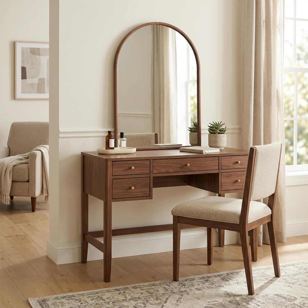Mira Vanity Desk with Mirror image 2 Mira Vanity Desk with Mirror - zrayin furniture image